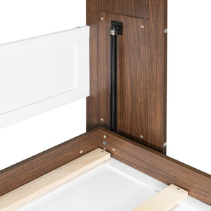English Elm Full Size Wall Bed with Integrated Desk Walnut Finish for Small Apartments White LP000995AAK-1