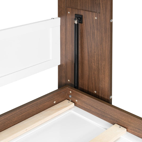English Elm Full Size Wall Bed with Integrated Desk Walnut Finish for Small Apartments White LP000995AAK-1