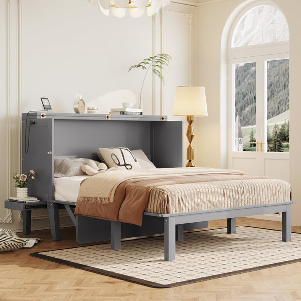 English Elm Twin Loft Bed with Slide Castle Tower Tent Pinewood Kids Playhouse Bedroom Gray LP001661AAE-1