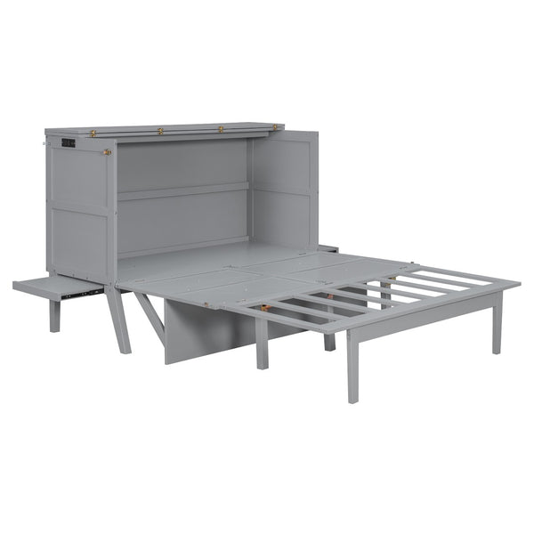 English Elm Twin Loft Bed with Slide Castle Tower Tent Pinewood Kids Playhouse Bedroom Gray LP001661AAE-1