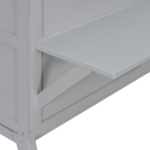 English Elm Twin Loft Bed with Slide Castle Tower Tent Pinewood Kids Playhouse Bedroom Gray LP001661AAE-1