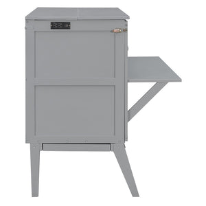 English Elm Twin Loft Bed with Slide Castle Tower Tent Pinewood Kids Playhouse Bedroom Gray LP001661AAE-1