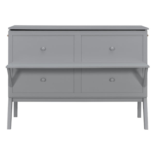 English Elm Twin Loft Bed with Slide Castle Tower Tent Pinewood Kids Playhouse Bedroom Gray LP001661AAE-1