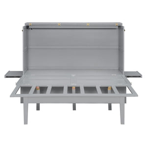 English Elm Twin Loft Bed with Slide Castle Tower Tent Pinewood Kids Playhouse Bedroom Gray LP001661AAE-1