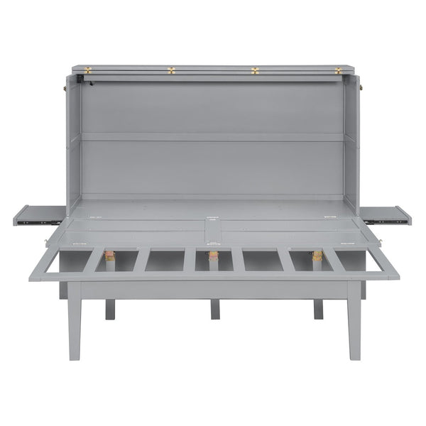 English Elm Twin Loft Bed with Slide Castle Tower Tent Pinewood Kids Playhouse Bedroom Gray LP001661AAE-1