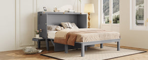 English Elm Twin Loft Bed with Slide Castle Tower Tent Pinewood Kids Playhouse Bedroom Gray LP001661AAE-1