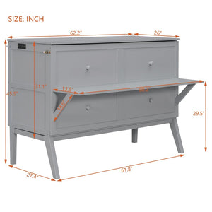 English Elm Twin Loft Bed with Slide Castle Tower Tent Pinewood Kids Playhouse Bedroom Gray LP001661AAE-1