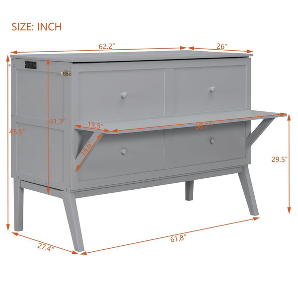 English Elm Twin Loft Bed with Slide Castle Tower Tent Pinewood Kids Playhouse Bedroom Gray LP001661AAE-1
