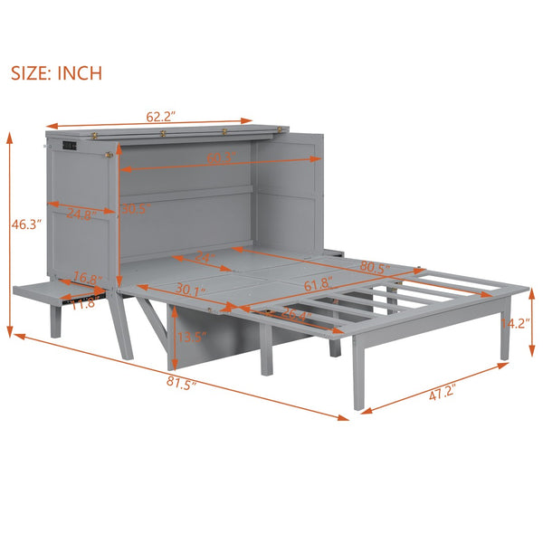 English Elm Twin Loft Bed with Slide Castle Tower Tent Pinewood Kids Playhouse Bedroom Gray LP001661AAE-1