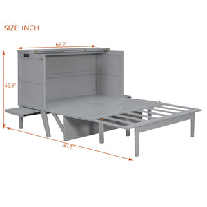 English Elm Twin Loft Bed with Slide Castle Tower Tent Pinewood Kids Playhouse Bedroom Gray LP001661AAE-1