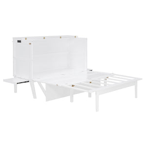 English Elm Twin Loft Bed with Slide Castle Tower Tent Pinewood Kids Playhouse Bedroom White LP001661AAK-1