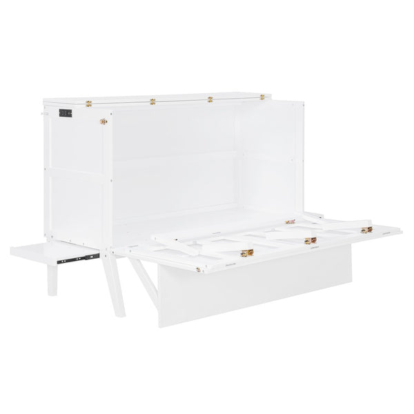 English Elm Twin Loft Bed with Slide Castle Tower Tent Pinewood Kids Playhouse Bedroom White LP001661AAK-1