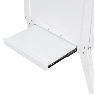 English Elm Twin Loft Bed with Slide Castle Tower Tent Pinewood Kids Playhouse Bedroom White LP001661AAK-1