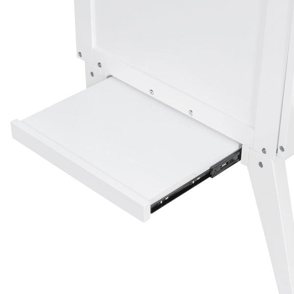 English Elm Twin Loft Bed with Slide Castle Tower Tent Pinewood Kids Playhouse Bedroom White LP001661AAK-1