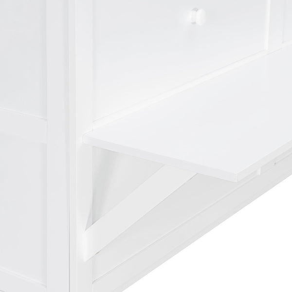 English Elm Twin Loft Bed with Slide Castle Tower Tent Pinewood Kids Playhouse Bedroom White LP001661AAK-1