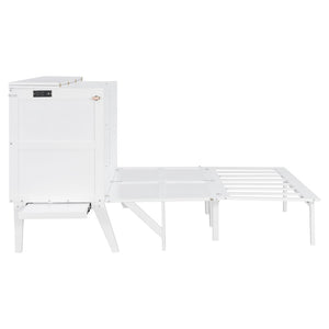 English Elm Twin Loft Bed with Slide Castle Tower Tent Pinewood Kids Playhouse Bedroom White LP001661AAK-1