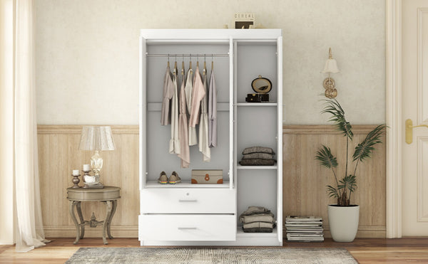 English Elm 3-door Wardrobe with Full Length Mirror Mdf Build White Finish Bedroom Storage LP006601AAK-1