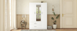 English Elm 3-door Wardrobe with Full Length Mirror Mdf Build White Finish Bedroom Storage LP006601AAK-1