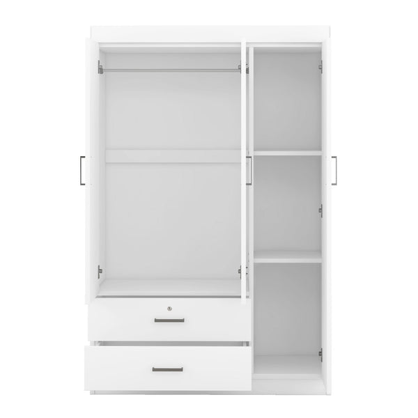 English Elm 3-door Wardrobe with Full Length Mirror Mdf Build White Finish Bedroom Storage LP006601AAK-1