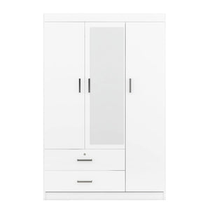 English Elm 3-door Wardrobe with Full Length Mirror Mdf Build White Finish Bedroom Storage LP006601AAK-1