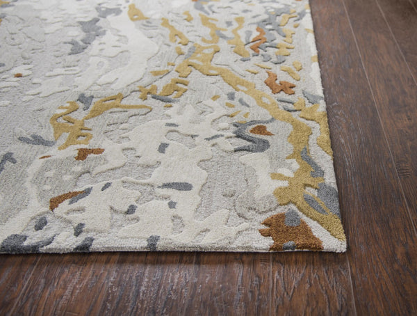 Alora Decor Lapis Gray Hand-Tufted Wool-Viscose Rug With Abstract Painterly Design, Soft Sheen And Durable Texture 10' x 13' LAPLP100333540113