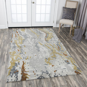 Alora Decor Lapis Gray Hand-Tufted Wool-Viscose Rug With Abstract Painterly Design, Soft Sheen And Durable Texture 10' x 13' LAPLP100333540113