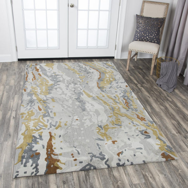 Alora Decor Lapis Gray Hand-Tufted Wool-Viscose Rug With Abstract Painterly Design, Soft Sheen And Durable Texture 10' x 13' LAPLP100333540113