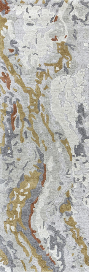 Alora Decor Lapis Hand-Tufted Runner Rug 80% Wool 20% Viscose — Abstract Brown Gray Cream Floor Art For Hallways, Bedrooms, Offices LAPLP100333542608