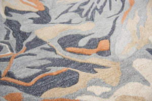 Alora Decor Lapis Hand-Tufted Wool-Viscose Rug With Carved Floral Motif In Lapis Blue, Gray, Beige, Orange Accents 8' x 10' LAPLP100404330810