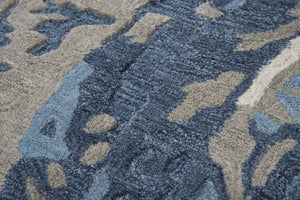 Alora Decor Lapis Hand-Tufted Rectangle Rug With Hand-Carved Texture, Lapis Blue Palette, Luxe Wool-Viscose Blend 9' x 12' LAPLP100509DL0912
