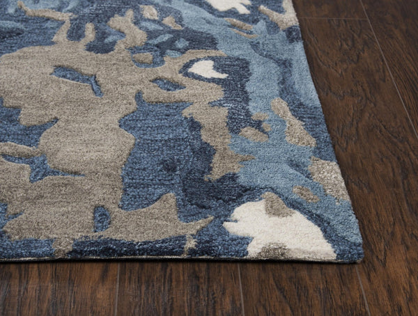 Alora Decor Lapis Hand-Tufted Rectangle Rug With Hand-Carved Texture, Lapis Blue Palette, Luxe Wool-Viscose Blend 9' x 12' LAPLP100509DL0912