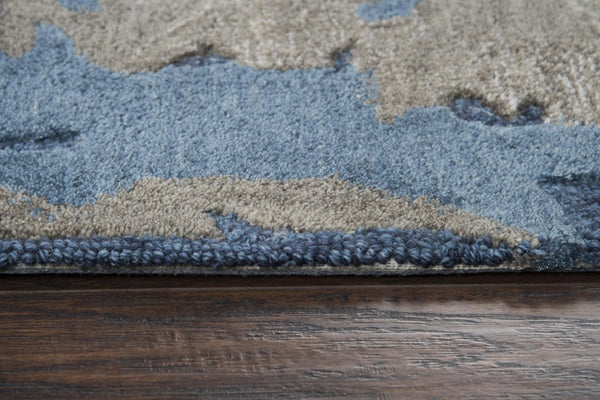 Alora Decor Lapis Hand-Tufted Rectangle Rug With Hand-Carved Texture, Lapis Blue Palette, Luxe Wool-Viscose Blend 9' x 12' LAPLP100509DL0912