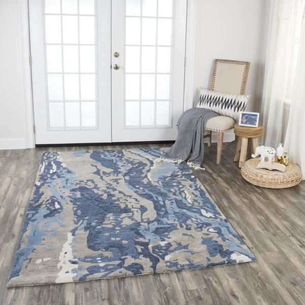 Alora Decor Lapis Hand-Tufted Rectangle Rug With Hand-Carved Texture, Lapis Blue Palette, Luxe Wool-Viscose Blend 9' x 12' LAPLP100509DL0912
