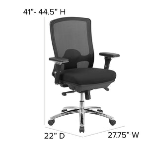 English Elm HERCULES Series Big & Tall 350 lb Rated Ergonomic Mesh Office Chair for 24/7 Comfort & Support LQ-2-BK-GG