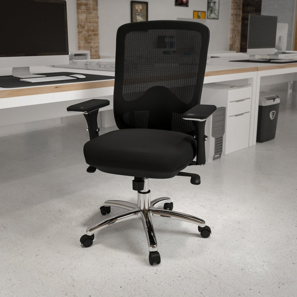 English Elm HERCULES Series Big & Tall 350 lb Rated Ergonomic Mesh Office Chair for 24/7 Comfort & Support LQ-2-BK-GG