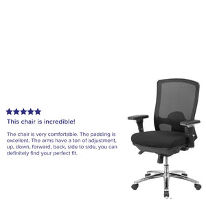 English Elm HERCULES Series Big & Tall 350 lb Rated Ergonomic Mesh Office Chair for 24/7 Comfort & Support LQ-2-BK-GG