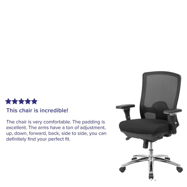 English Elm HERCULES Series Big & Tall 350 lb Rated Ergonomic Mesh Office Chair for 24/7 Comfort & Support LQ-2-BK-GG