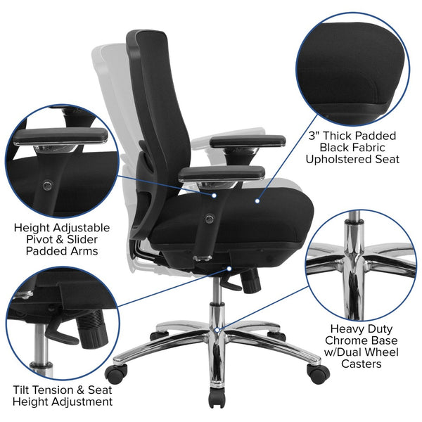 English Elm HERCULES Series Big & Tall 350 lb Rated Ergonomic Mesh Office Chair for 24/7 Comfort & Support LQ-2-BK-GG