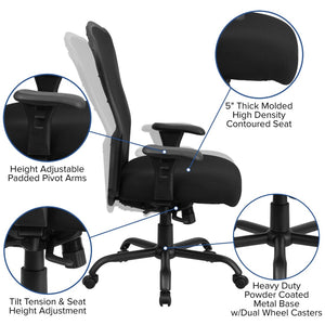 English Elm HERCULES 24/7 Big & Tall Ergonomic Office Chair - 400 lb Capacity, Breathable Mesh, Adjustable Comfort LQ-3-BK-GG