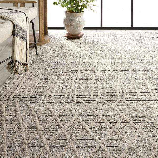 Jaipur Living Lore Caiya Lre02 Powerloomed Machinemade 70% Polypropylene 30% Polyester Moroccan / Bohemian Trellis Indoor Rug Gray, Cream 70% Polypropylene 30% Polyester Rug155331