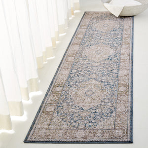Safavieh Lauren Power-Loomed Benson 5'3"X7'6" Blue-Beige Area Rug — Low-Profile, Durable Polyester, Turkish Craftsmanship LRL1091M-5