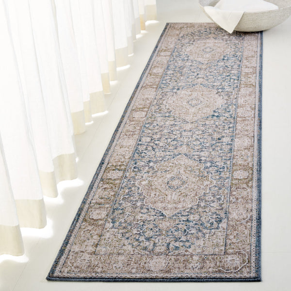 Safavieh Lauren Power-Loomed Benson 5'3"X7'6" Blue-Beige Area Rug — Low-Profile, Durable Polyester, Turkish Craftsmanship LRL1091M-5