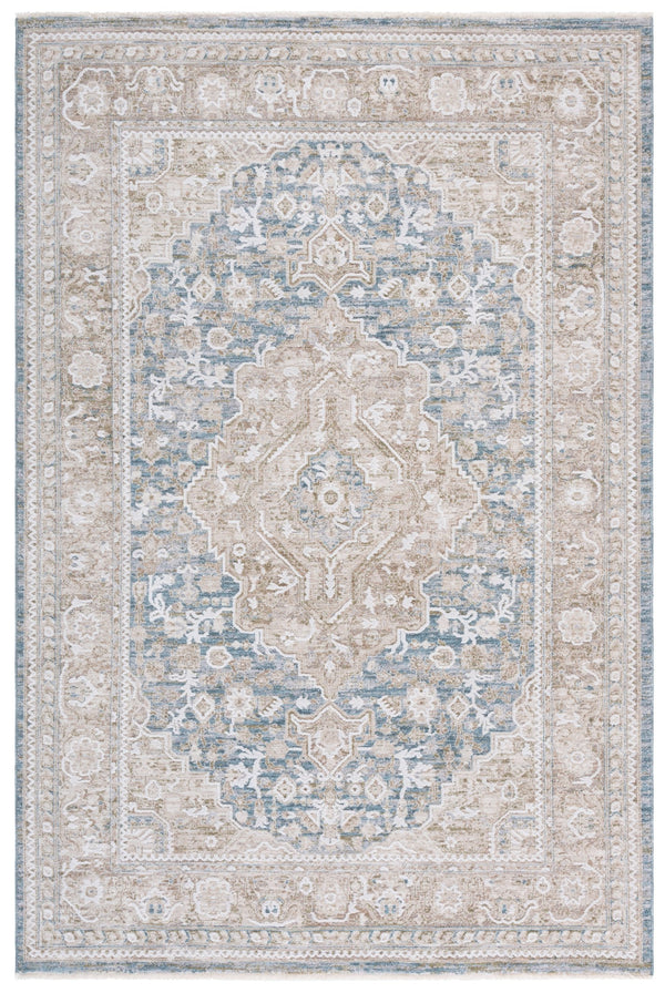 Safavieh Lauren Power-Loomed Benson 5'3"X7'6" Blue-Beige Area Rug — Low-Profile, Durable Polyester, Turkish Craftsmanship LRL1091M-5