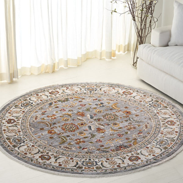 Safavieh Lrl Floral Botanical Runner Rug Power Loomed Polypropylene Blend for Hallways and Entryways 6'7" x 6'7" Round LRL1107F-7R
