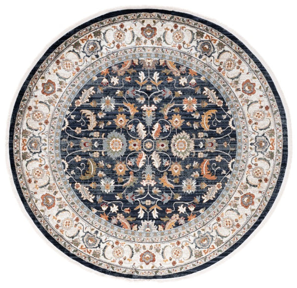 Safavieh Lrl Alford Traditional Medallion Runner Rug Navy Ivory Hallway Polypropylene Blend 6'-7" x 6'-7" (Round) LRL1107N-7R