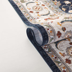 Safavieh Lrl Alford Traditional Medallion Runner Rug Navy Ivory Hallway Polypropylene Blend 8'-0" x 10'-0" LRL1107N-8