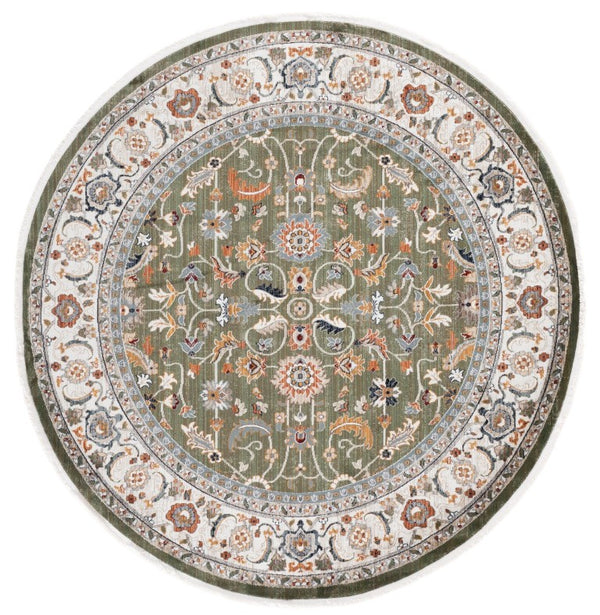 Safavieh Lrl Alford Traditional Power Loomed Area Rug in Green Ivory for Living or Dining Rooms 6'-7" x 6'-7" Round LRL1107Y-7R