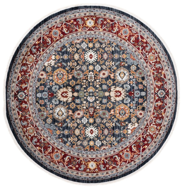 Safavieh Lrl Allington Traditional Area Rug Power Loomed in Turkey with Navy Red Motifs 6'7" x 6'7" Round LRL1108R-7R