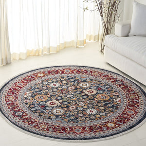 Safavieh Lrl Allington Traditional Area Rug Power Loomed in Turkey with Navy Red Motifs 6'7" x 6'7" Round LRL1108R-7R