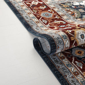 Safavieh Lrl Allington Traditional Area Rug Power Loomed in Turkey with Navy Red Motifs 6'7" x 6'7" Square LRL1108R-7SQ